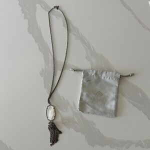 Kendra Scott Silver Necklace with Clear Stone and Tassel